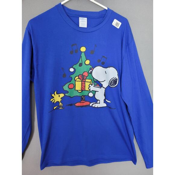 Peanuts Snoopy & Woodstock Christmas Tree Long Sleeve T-Shirt Unisex Size Medium - Picture 3 of 9